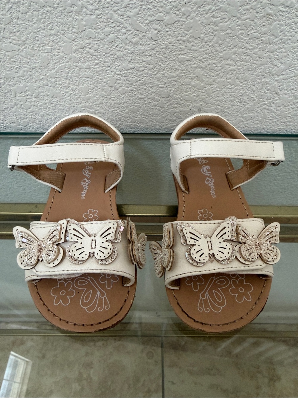 Girls white/cream Butterfly Strap Sandals - Kids